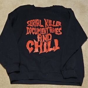 Black Sweater with Red Graphic Print